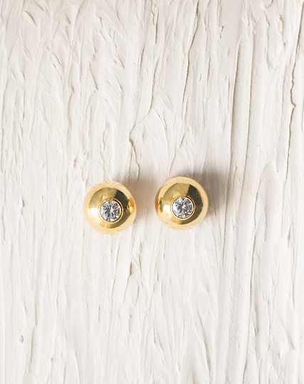 round dome earrings with zirconia