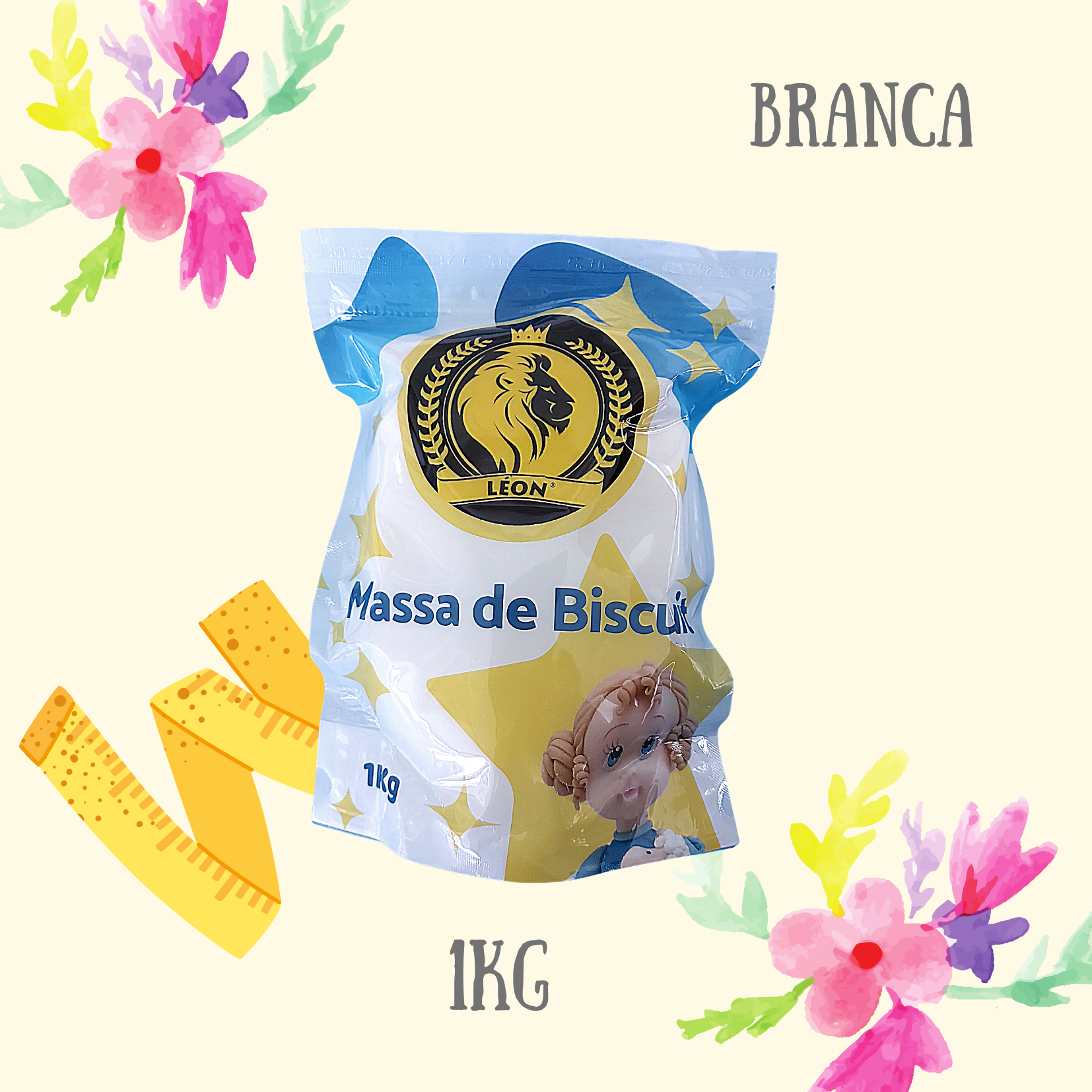 Massa Biscuit Leon - Branca 1 Kg.