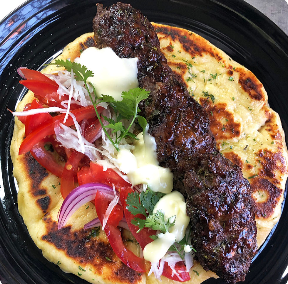 Forget the rice and mashed potatoes. Naan bread is always going to be a perfect starch for these kebabs.