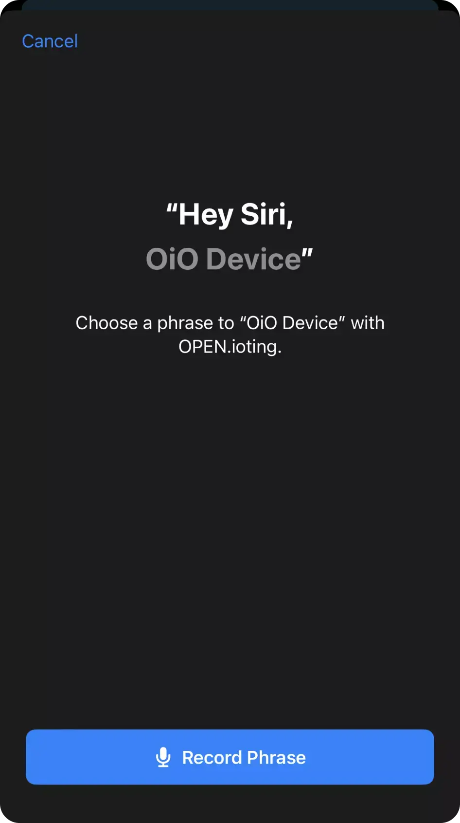 OPEN.ioting Verknüpfung Siri-Einstellungen