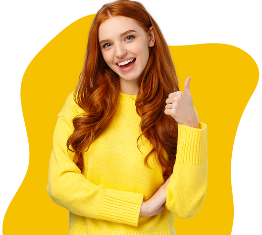 Schülerin zeigt Daumen nach oben