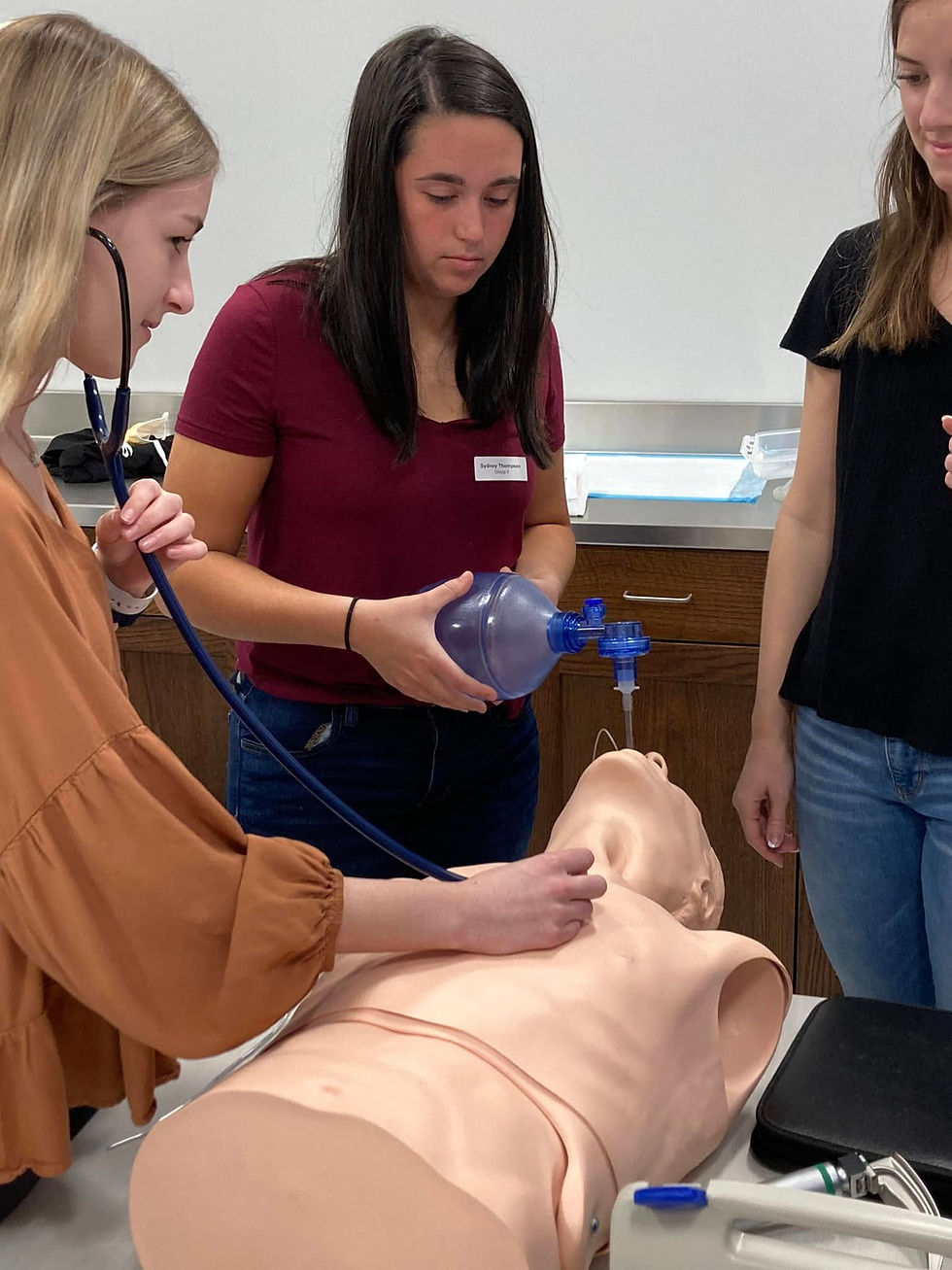 Students practing hands on learning