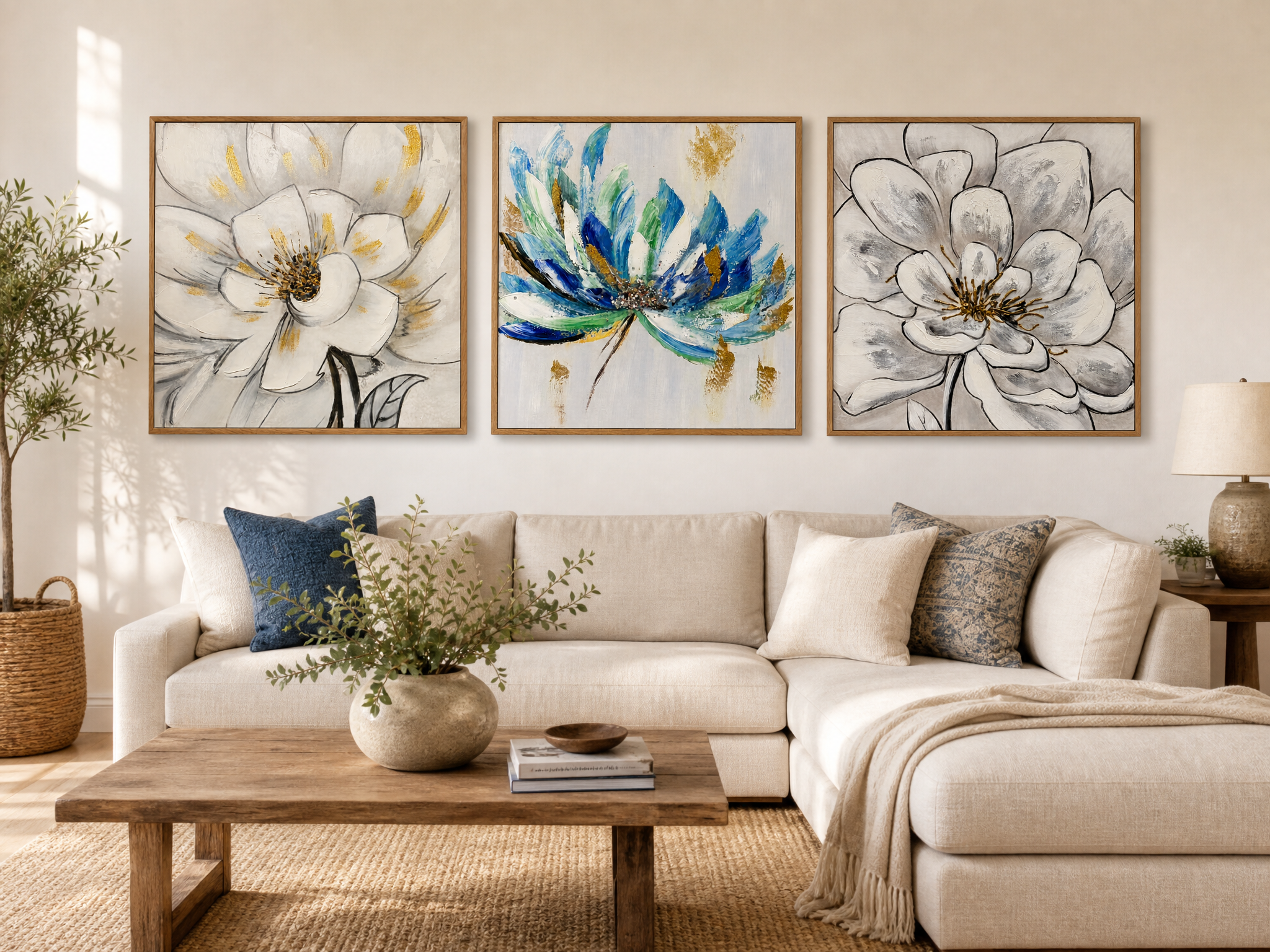Magnolia and Lotus Floral Wall Art