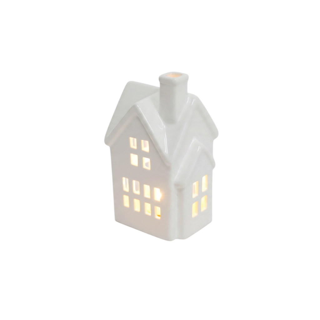 White Light Up Ceramic House Decoration