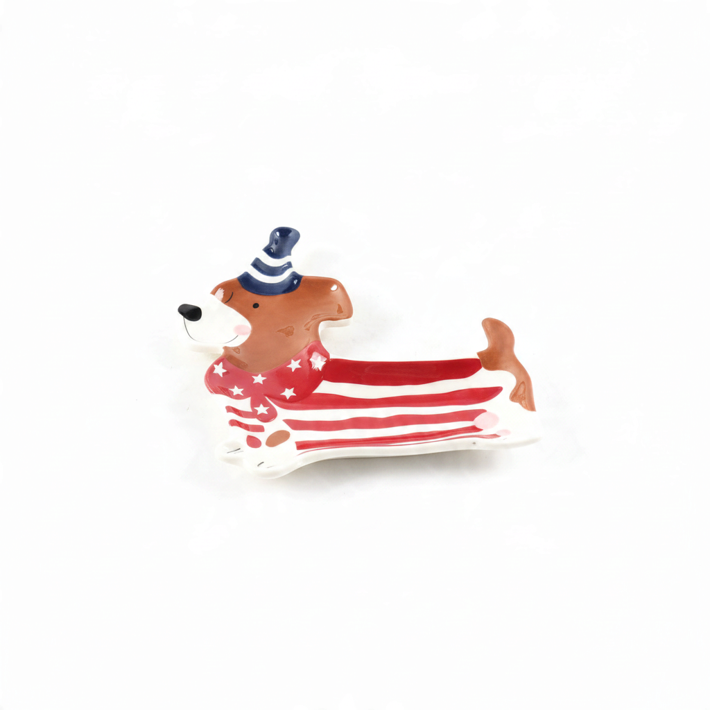 Patriotic Dog Ceramic Plate