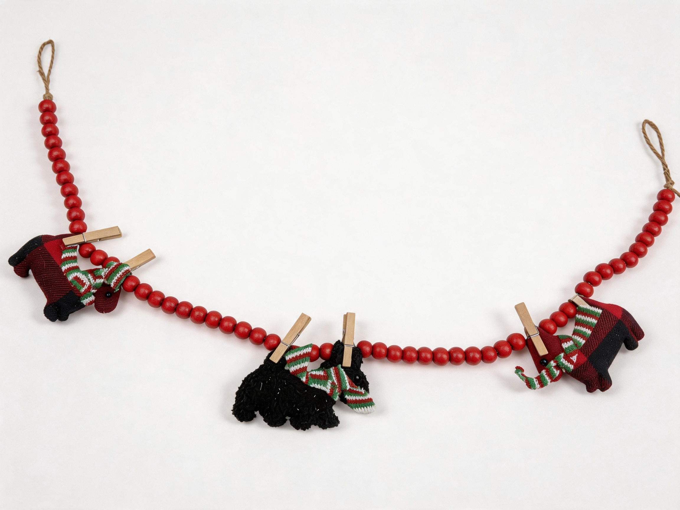 Christmas Scottie Dog Beaded Garland with Clips