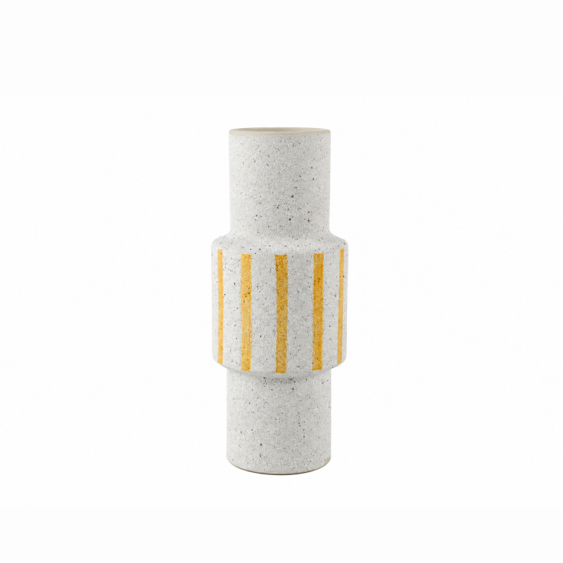 Yellow Line Ceramic Vase