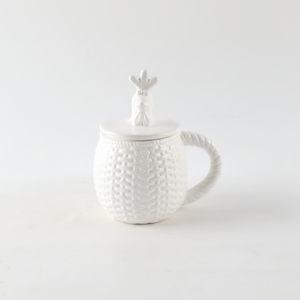 White Ceramic Carrot Lidded Mug