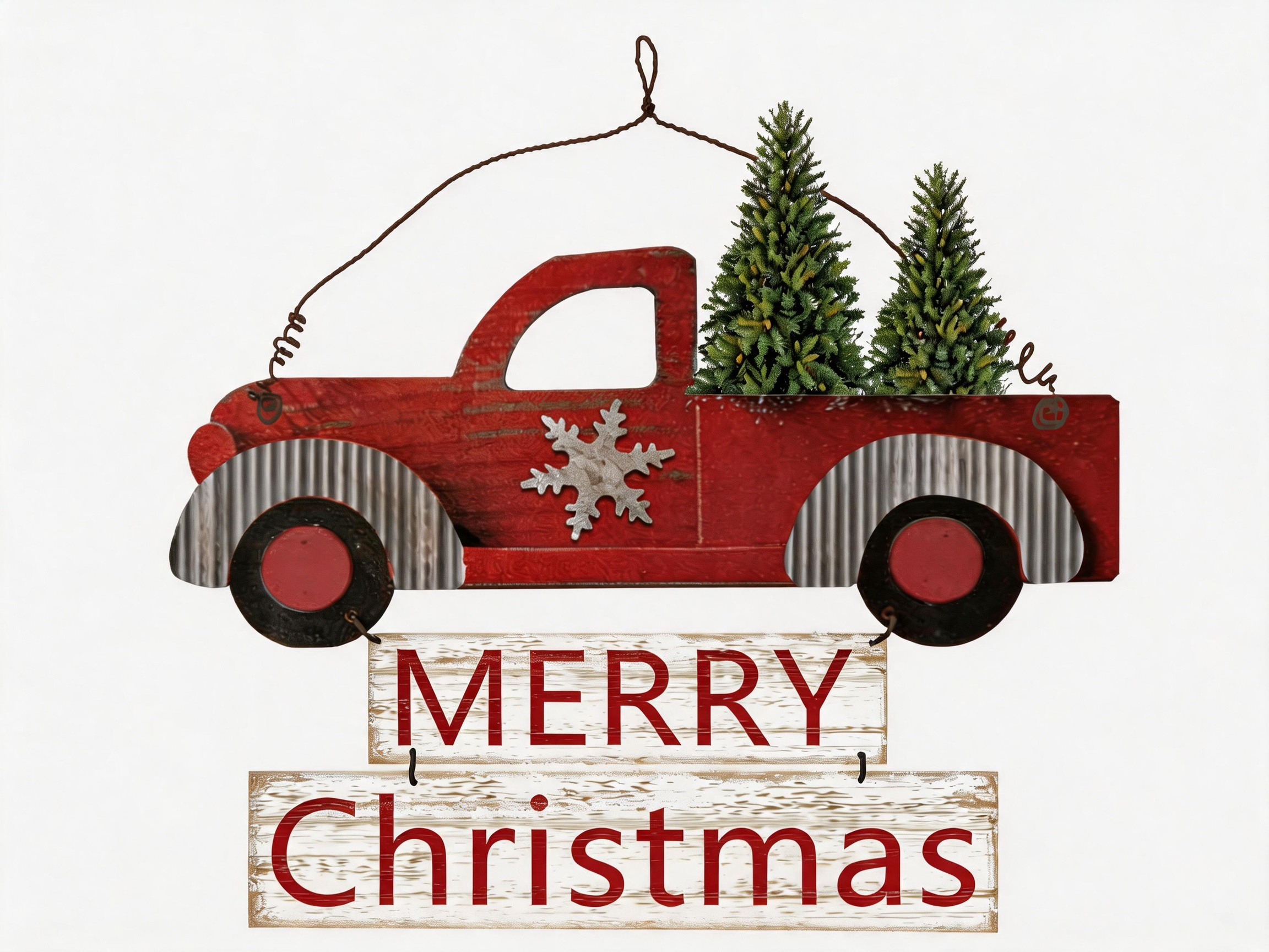 Merry Christmas Pickup Truck Hanging Decoration