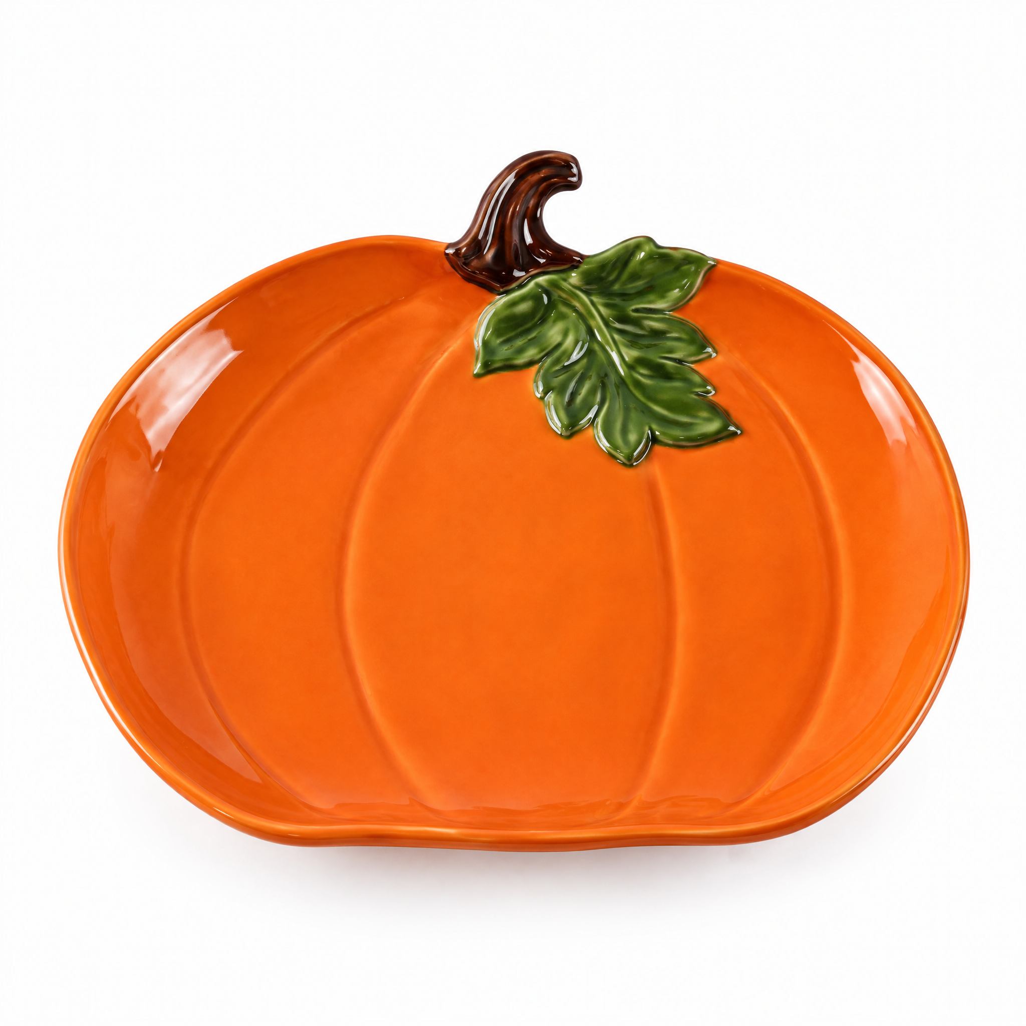 Orange Ceramic Pumpkin Serving Platter