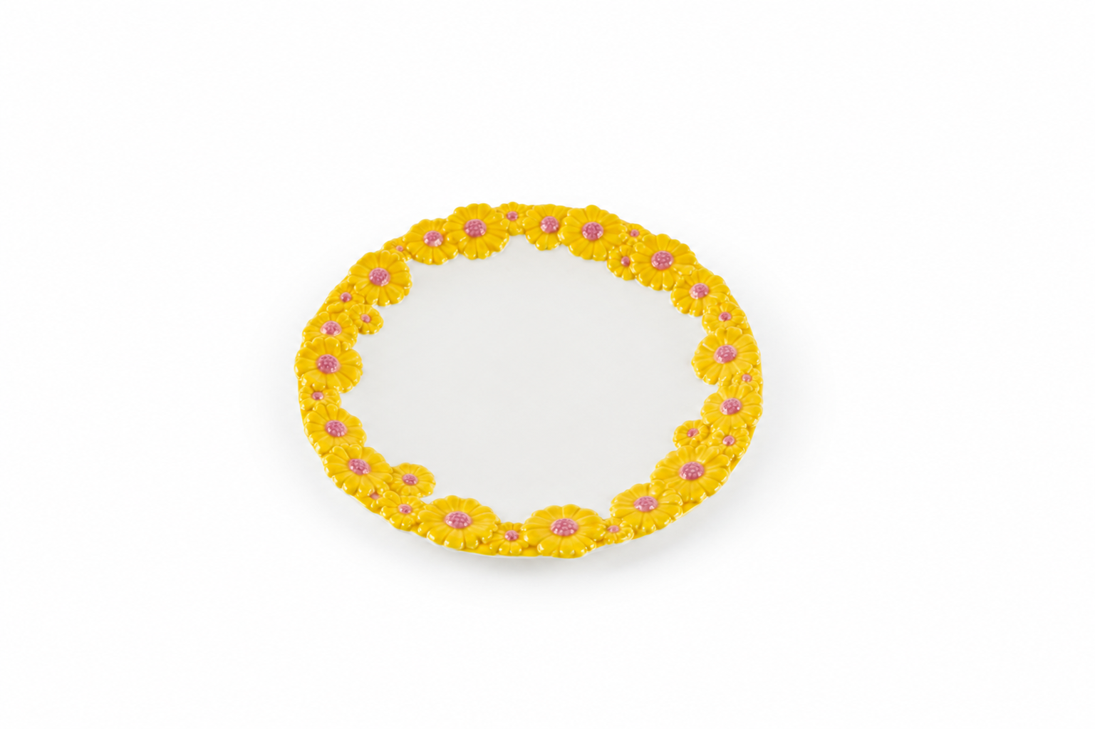 Small Yellow Daisy Rim Ceramic Plate