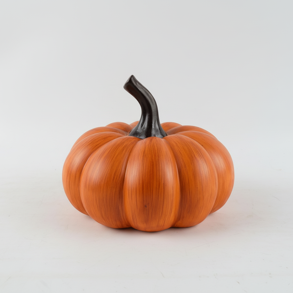 Orange Ceramic and Wood Pumpkin Tabletop Décor