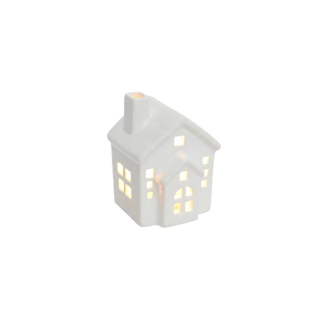 White Light Up Ceramic House Decoration