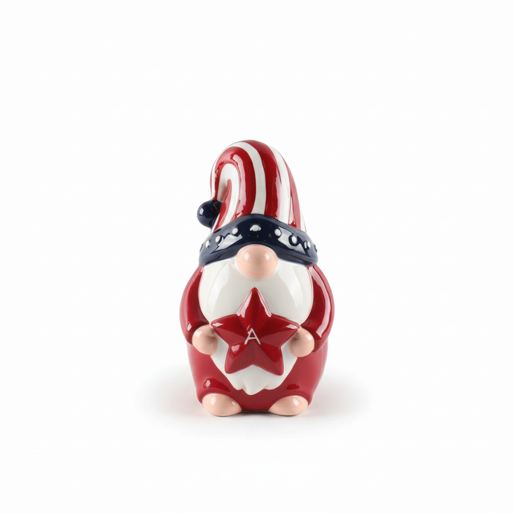 Patriotic Gnome Ceramic Figurine