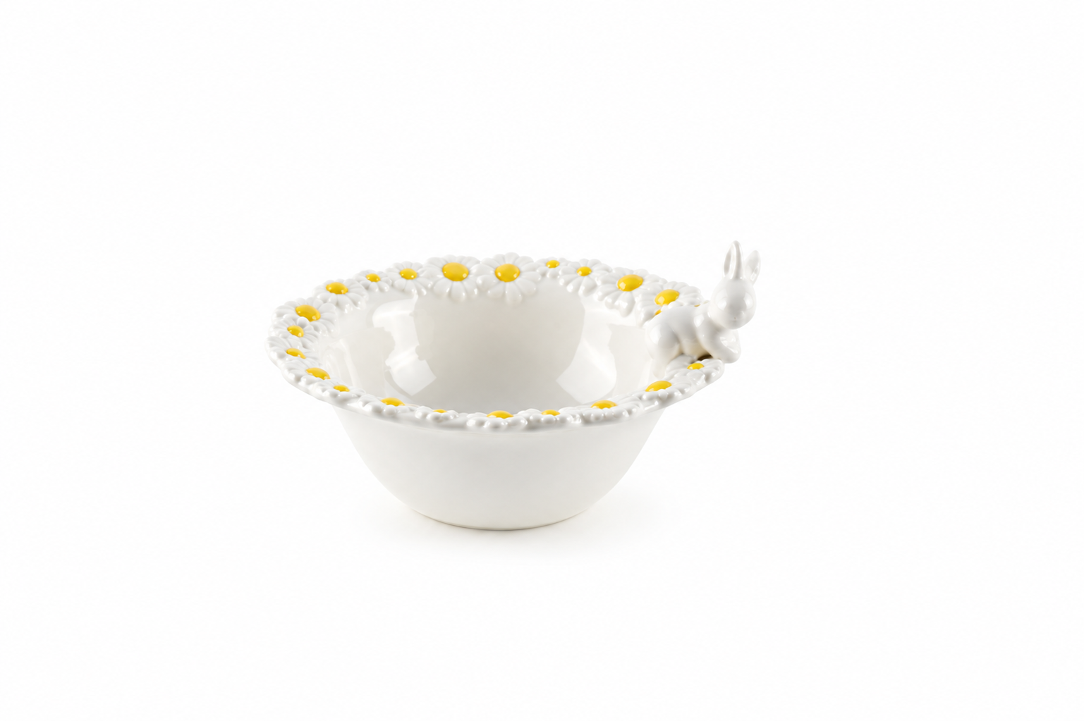 Ceramic Bunny Daisy Rim Bowl