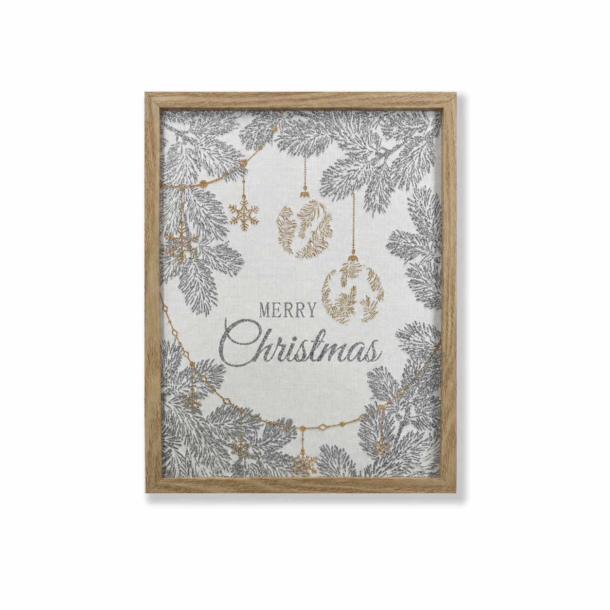 Glittered Merry Christmas Botanical Wall Art