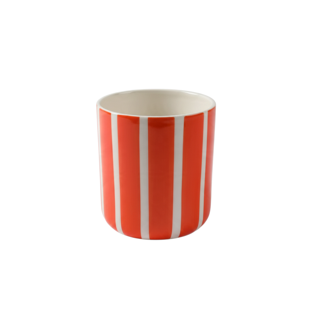 Orange Red Line Ceramic Flower Pot