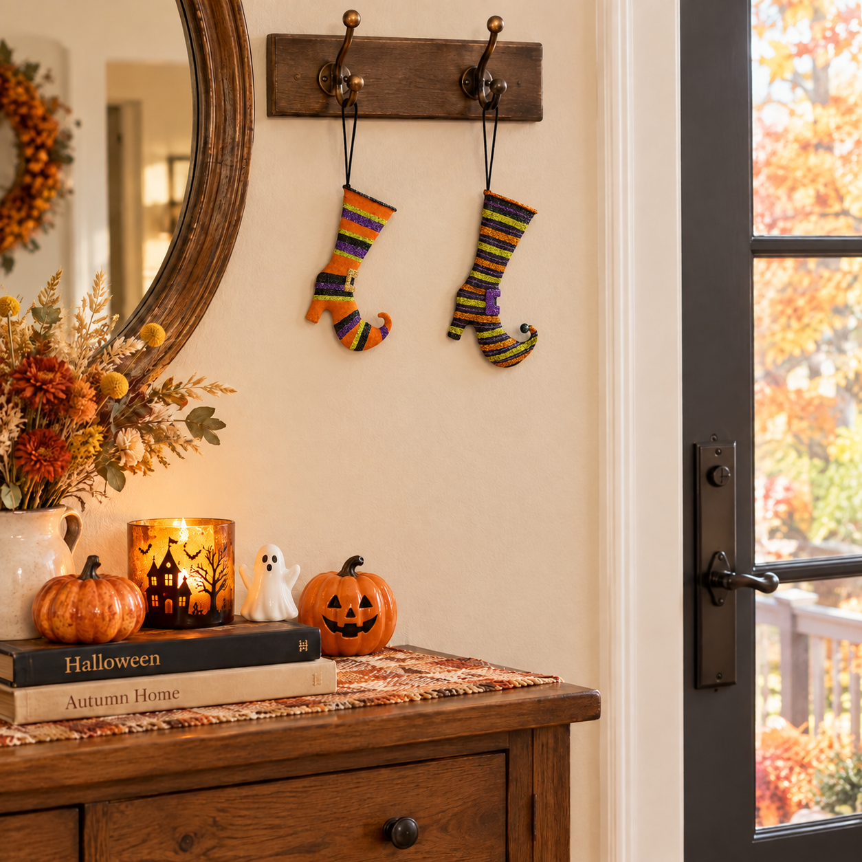 Glittered Halloween Witch Boot Hanging Ornament