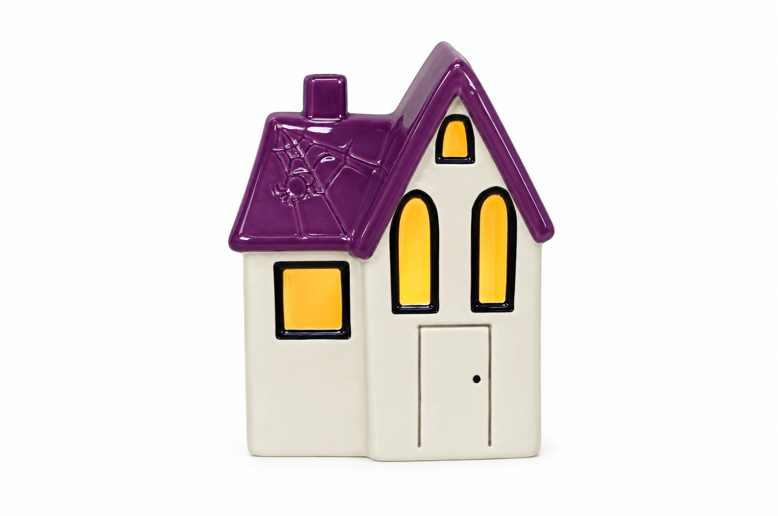 Light-Up Purple Ceramic Roof Halloween House