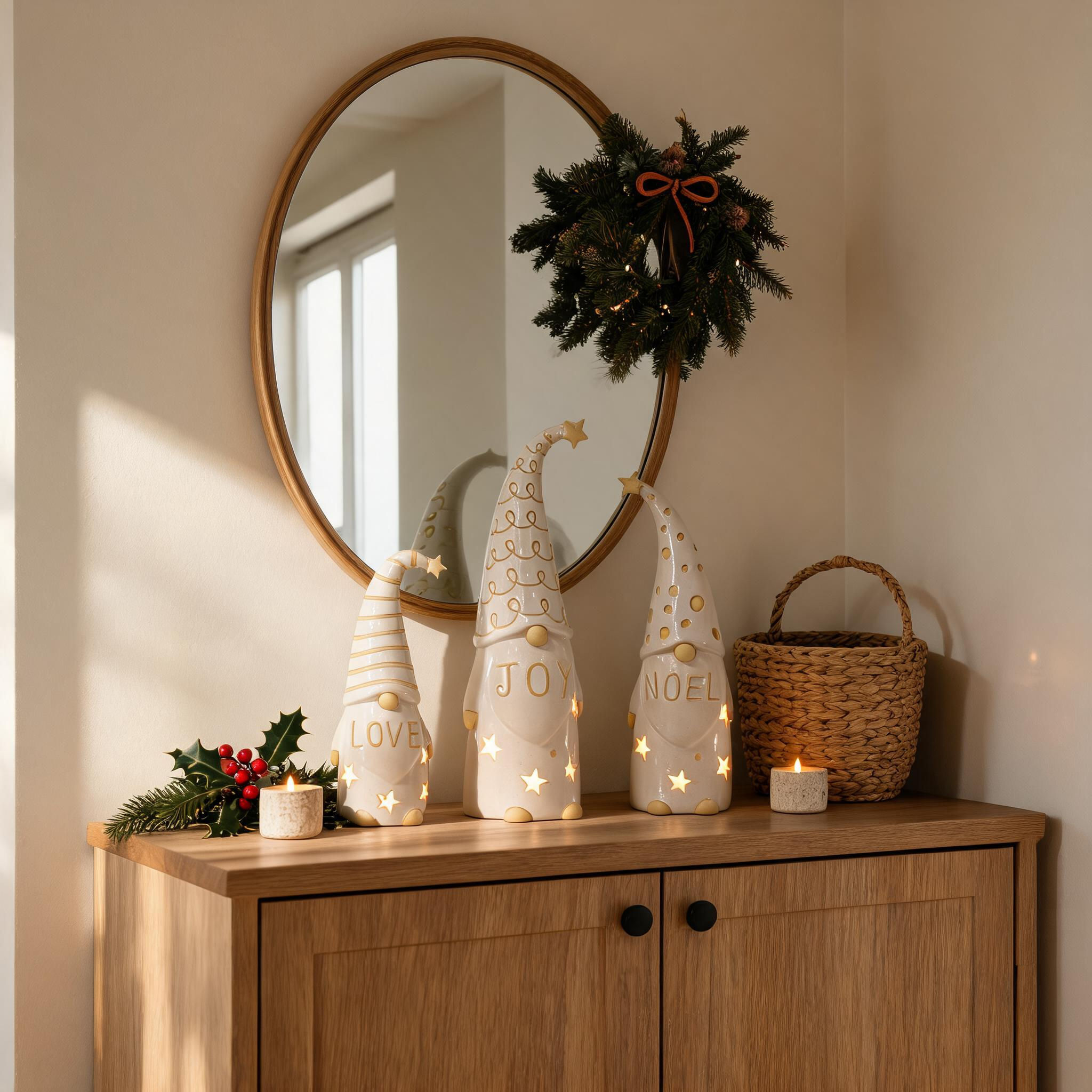 Light-up Ceramic gnome with tall hat
