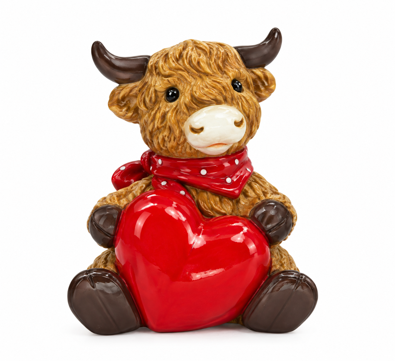 Valentine Highland Cow with Heart Decoration