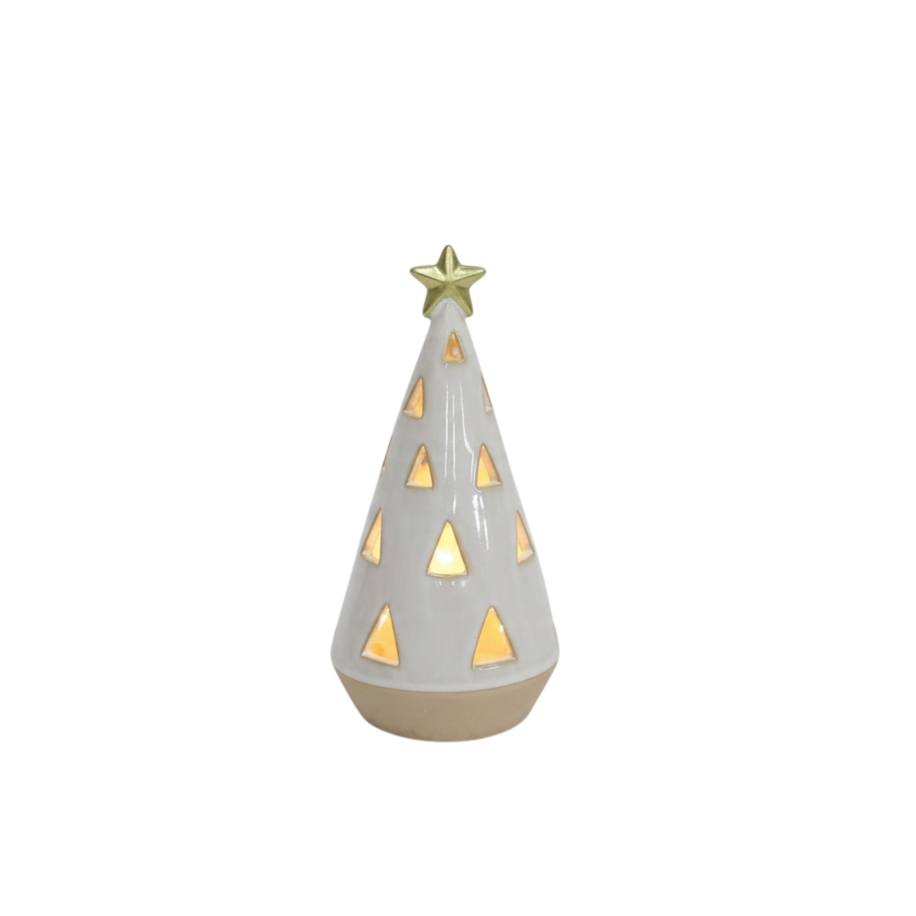 Christmas Light Up Tree Ceramic Figurine