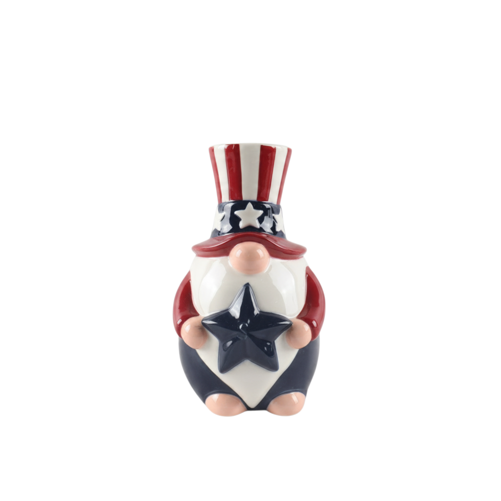 Patriotic Gnome Ceramic Figurine