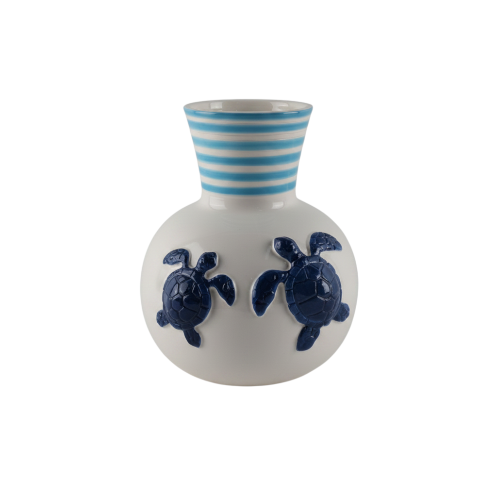 Coastal Sea Turtle Ceramic Vase