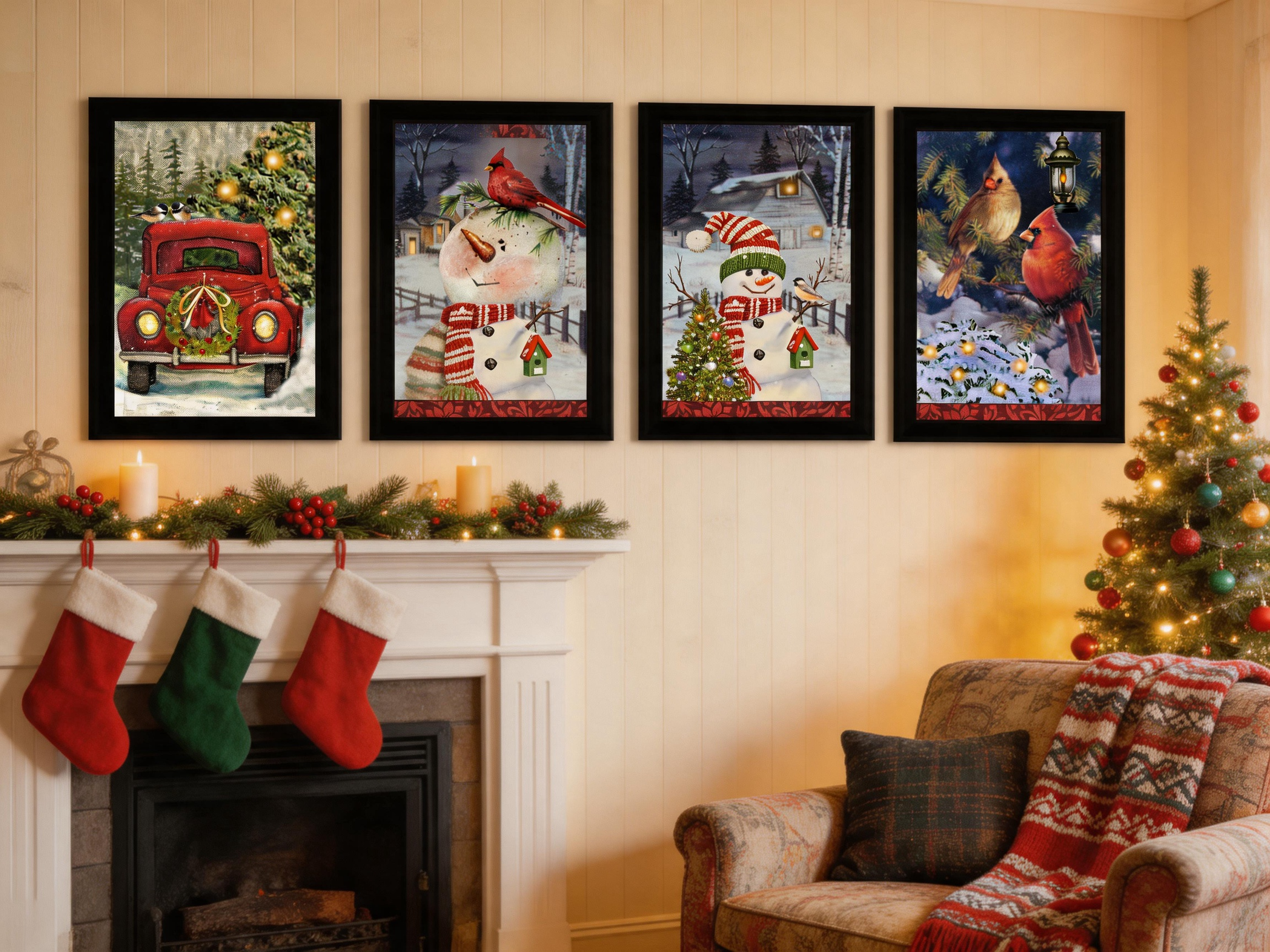 Lighted Christmas Framed Canvas Wall Art