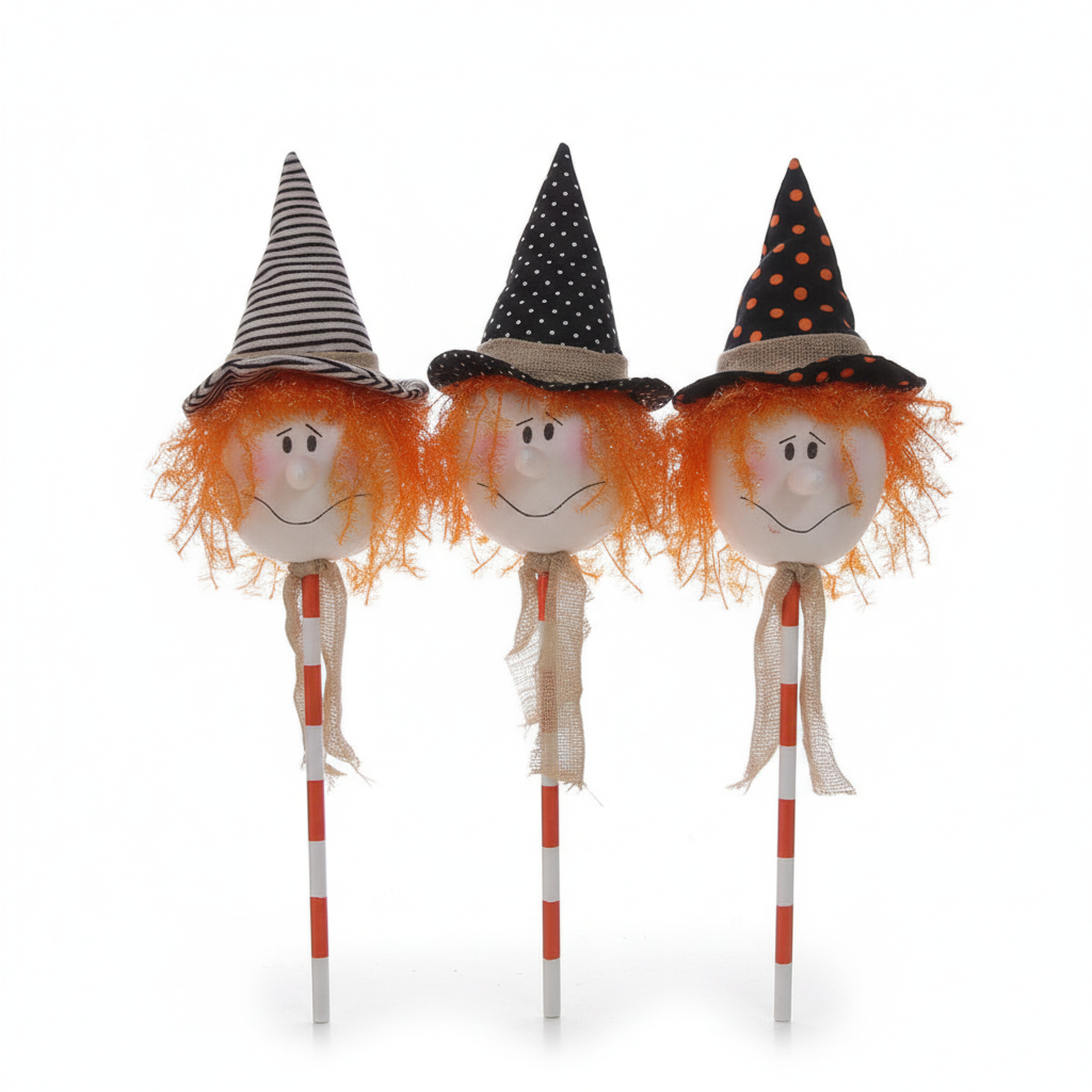 Halloween Witch Textile Decorative Picks Set