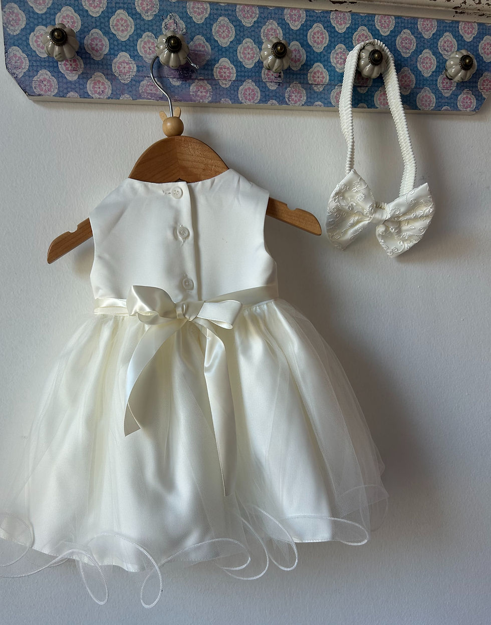 Thumbnail: Ivory Dress, Lace Coat and Headband