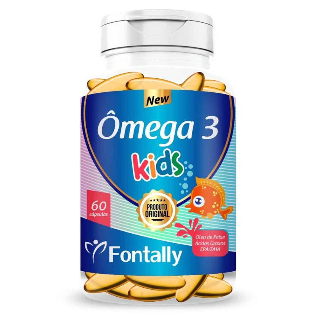 Ômega 3 Kids – Óleo de peixe, ácidos graxos, EPA/DHA – 60 cápsulas