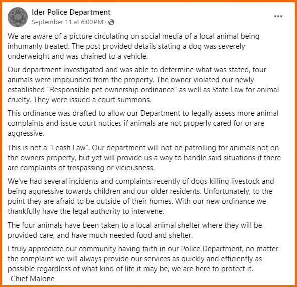 Investigation underway after photo of malnourished dog chained to a car ...