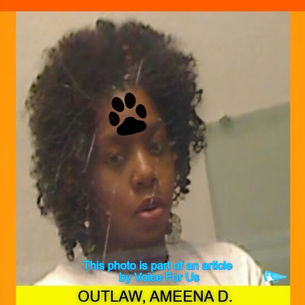 AMEENA D. OUTLAW charged with animal cruelty after her dog was found chained outside her home in subfreezing cold