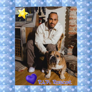 Sir Lewis Carl Davidson Hamilton, seven-time Formula 1 World Champion, mourns beloved furson Roscoe