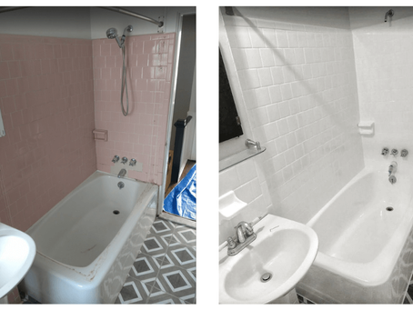 Full bathroom transformation with bathtub and tile reglazing in Silver Spring, MD