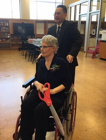 Celia ready to cut ribbon