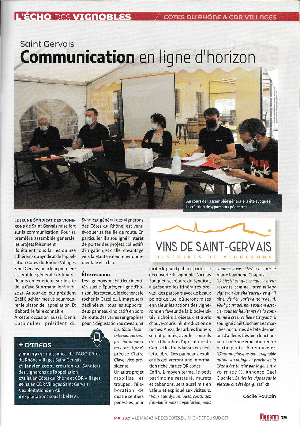 article vigneron des CDR mai 2021