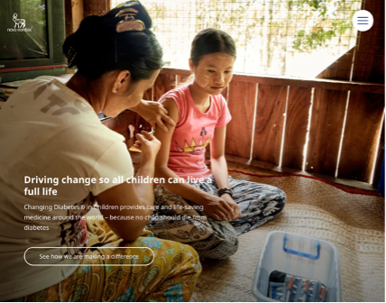 Screenshot of the home page of Novo Nordisk: www.novonordisk.com