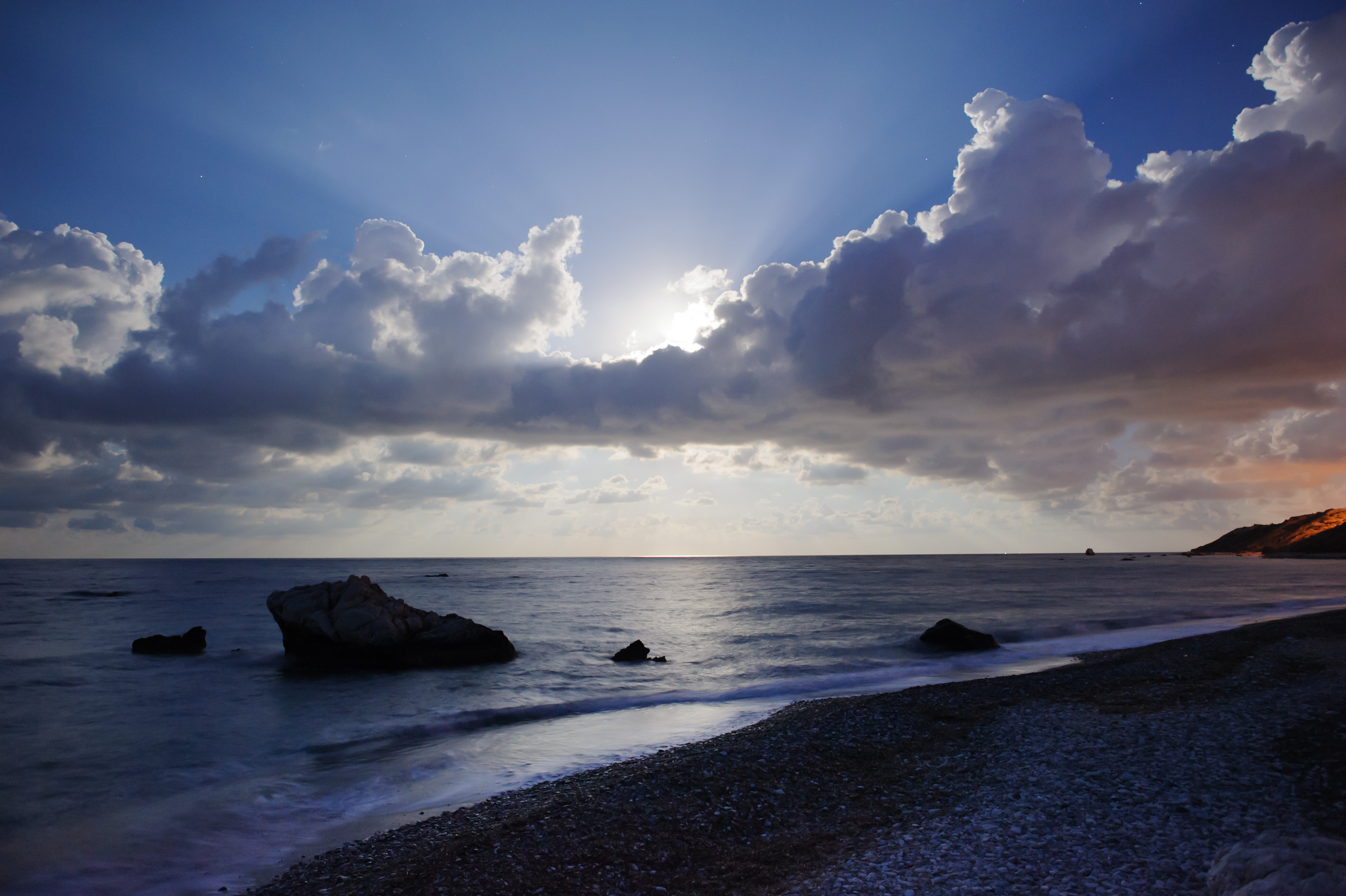 Night beach of Petra tou Romiou