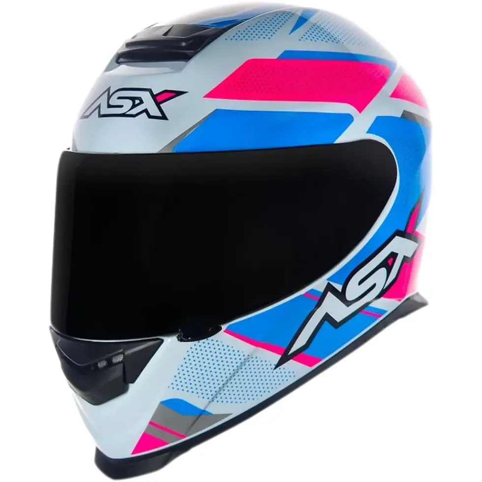 Miniatura: Capacete ASX Eagle Fast - Branco/Azul/Rosa