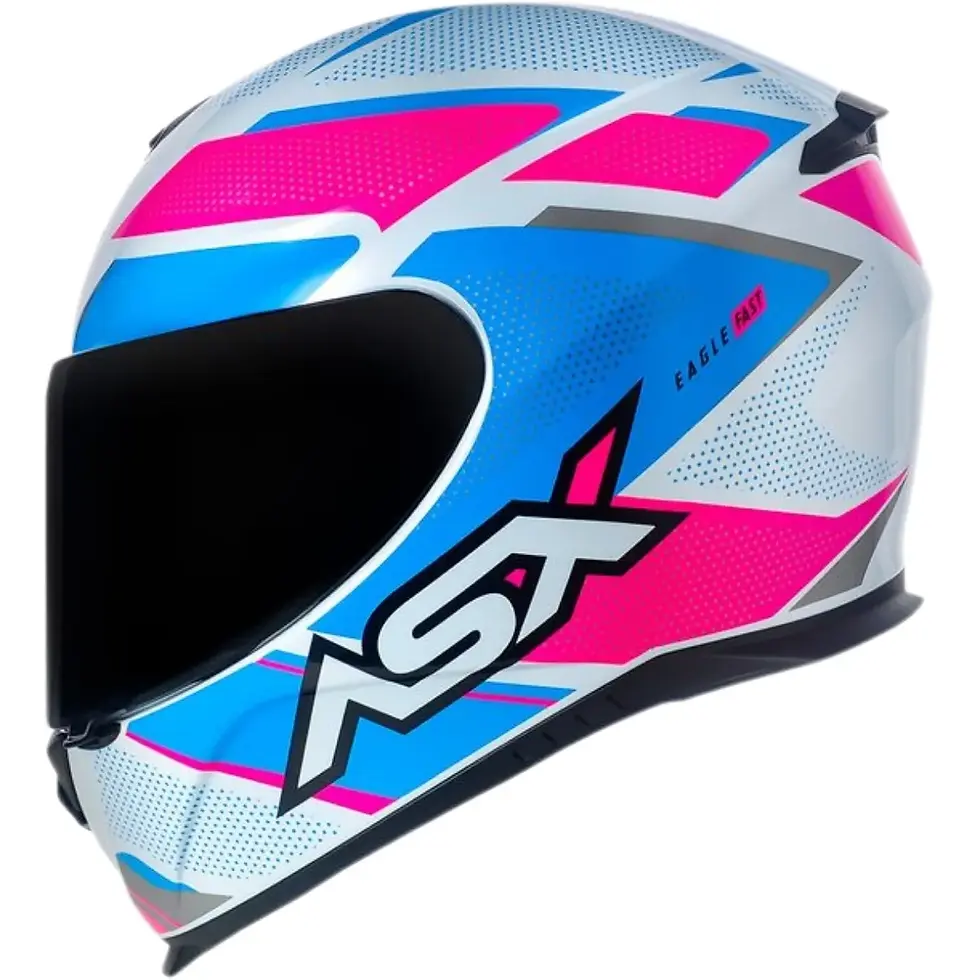 Miniatura: Capacete ASX Eagle Fast - Branco/Azul/Rosa