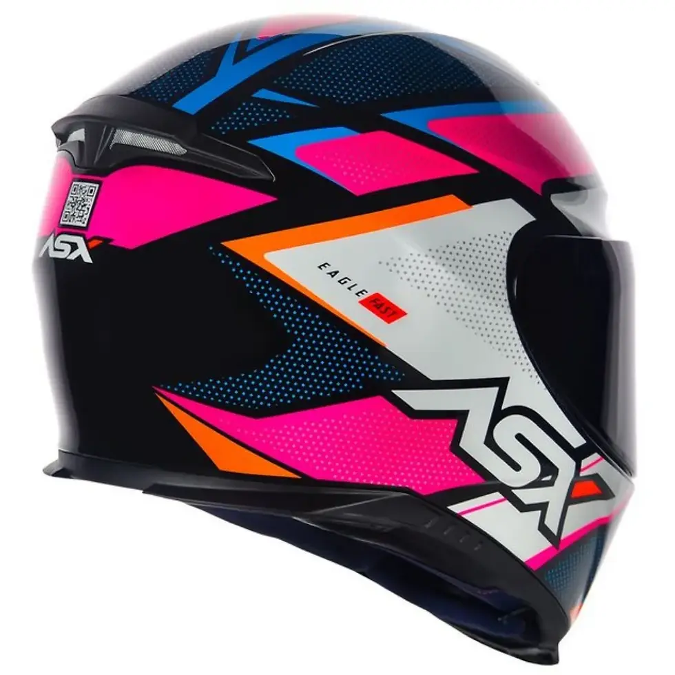 Miniatura: Capacete ASX Eagle Fast - Preto/Rosa/Branco