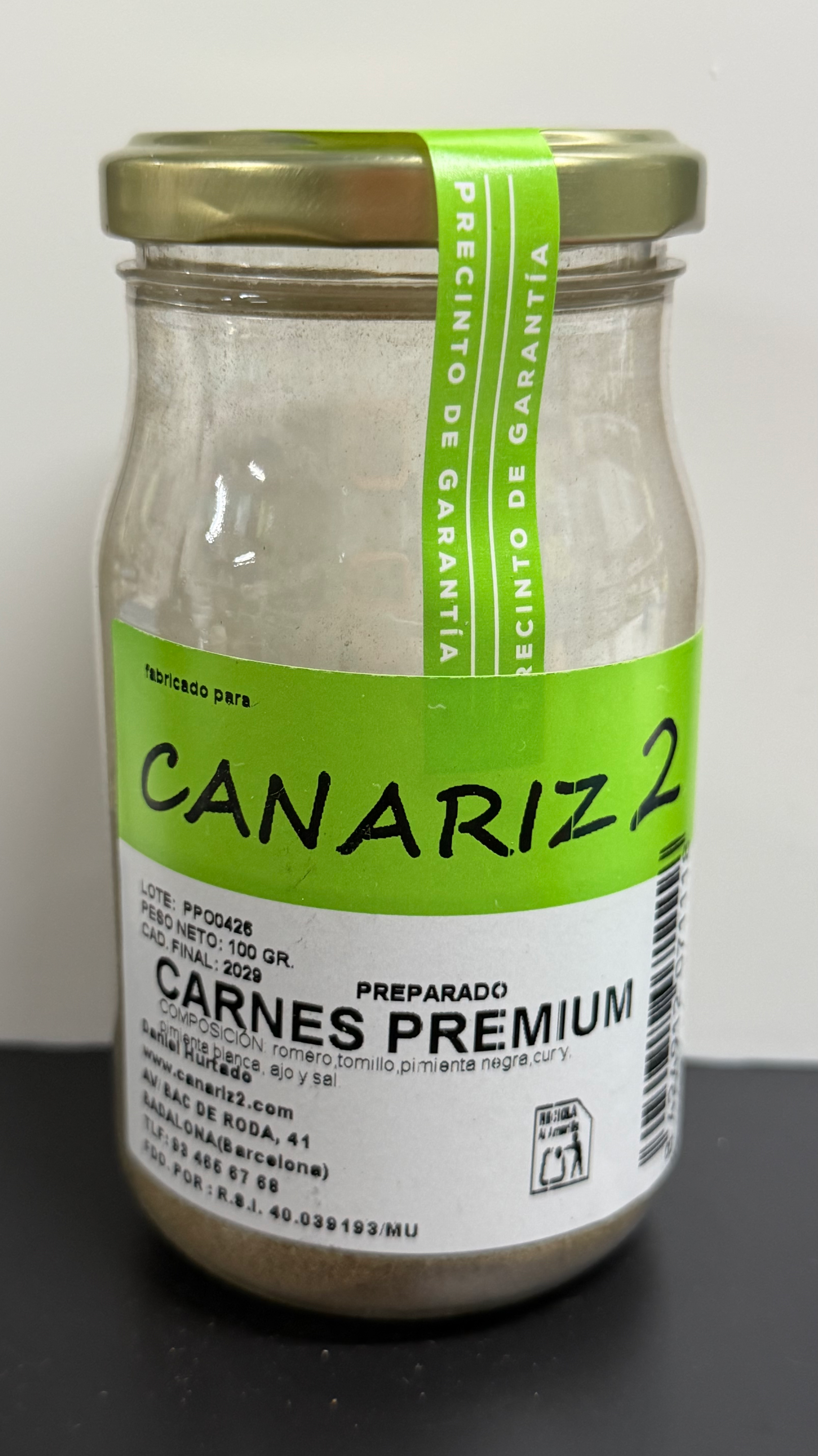 Tarro de especias Carnes Premium Canariz2 preparado de especias para carnes de 100 g.