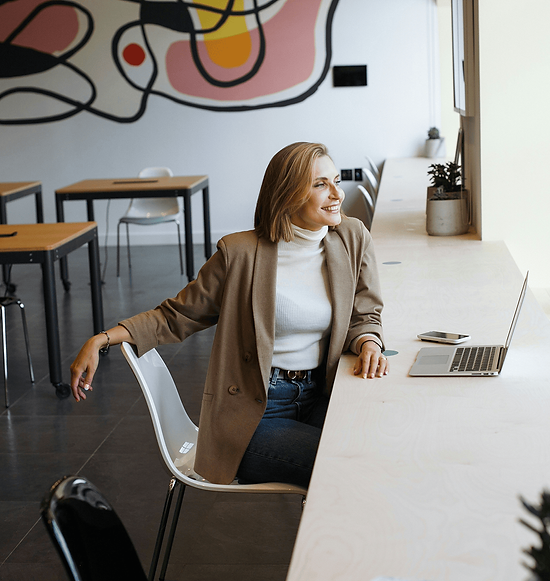 Professional working independently in a modern office environment