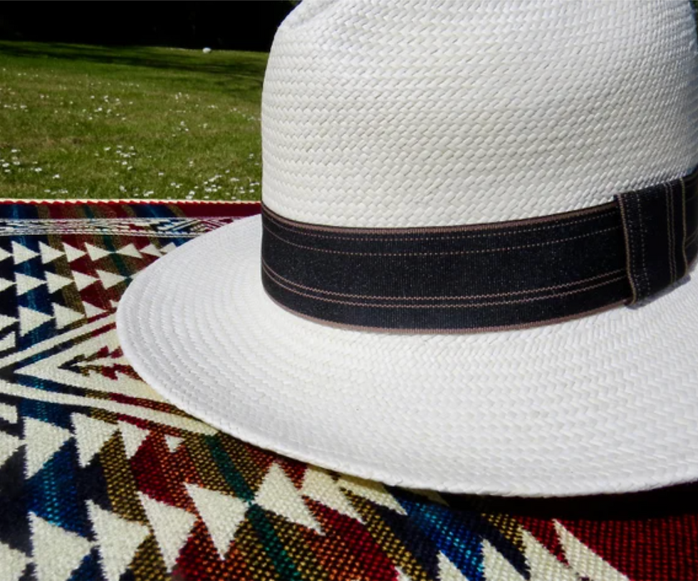 Thumbnail: Straw Hat handwoven in Ecuador, Genuine Panama Hat Classic white unisex hat, Bla