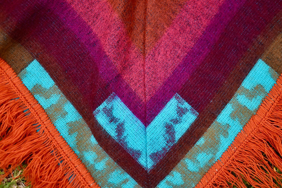 Thumbnail: Ingapirca Baby Diamond Shape Alpaca Wool Poncho with Hood