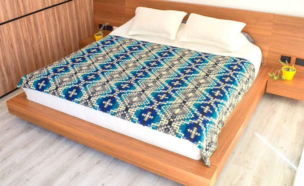 Thumbnail: Blue queen size alpaca wool blanket bed throw xmas gift Capac