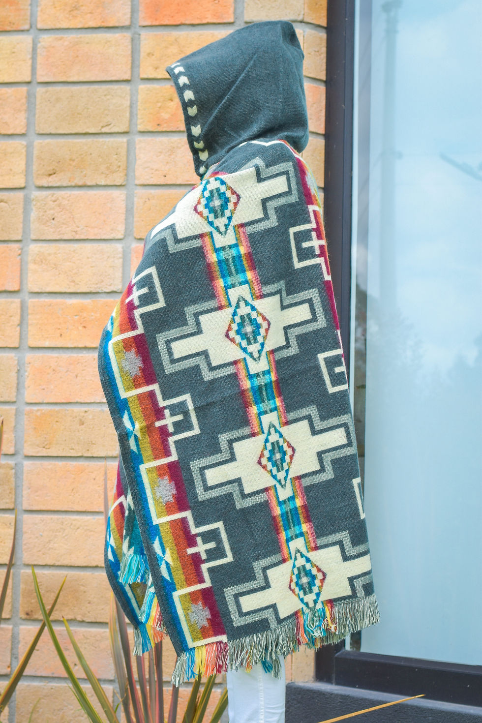 Thumbnail: Chunchi Boho Alpaca Wool Poncho with Hood - Unisex