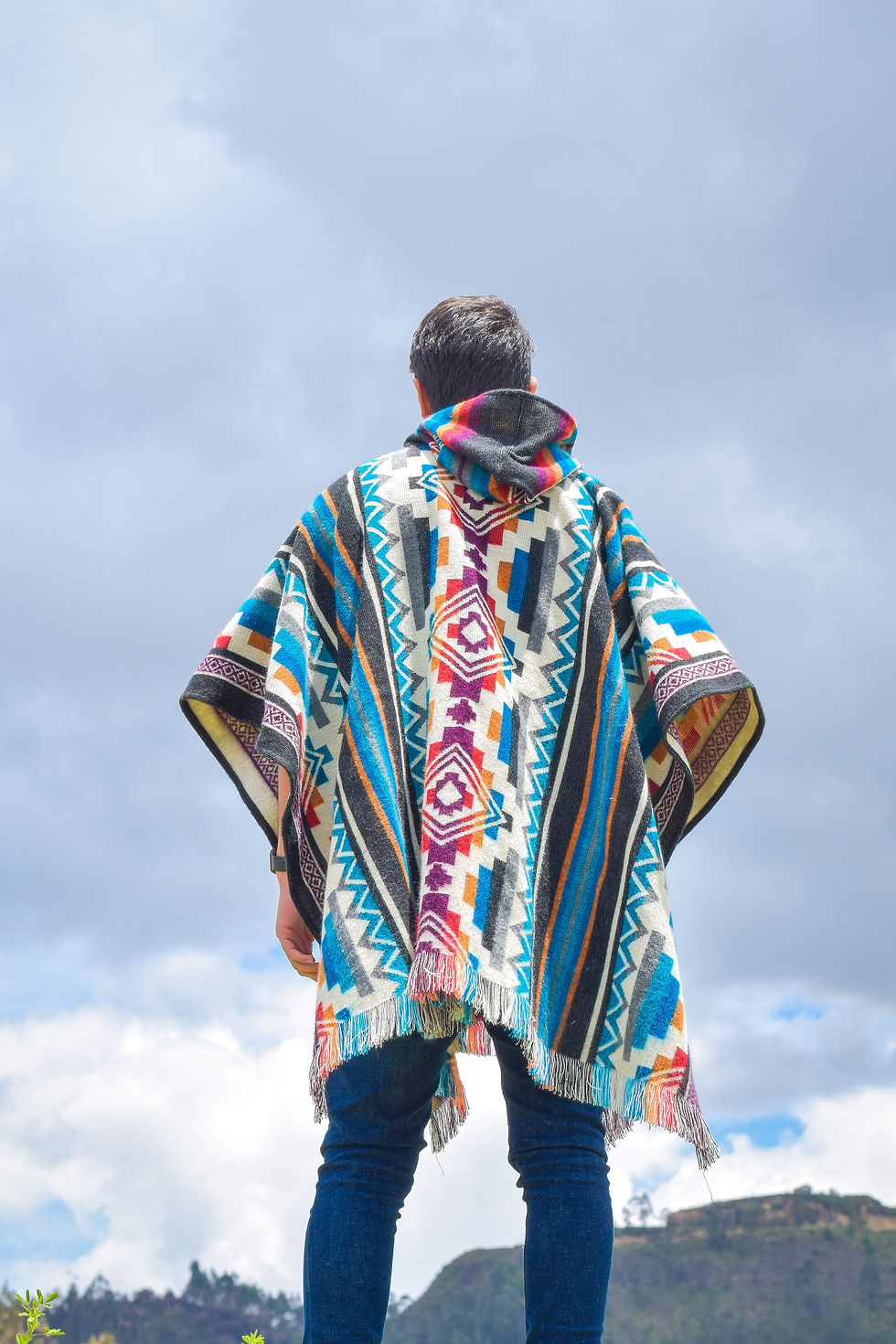 Thumbnail: Llanganate Boho Alpaca Wool Poncho with Hood - Unisex